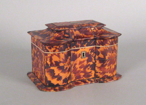 Appraisal: English tortoiseshell tea caddy early th c h w