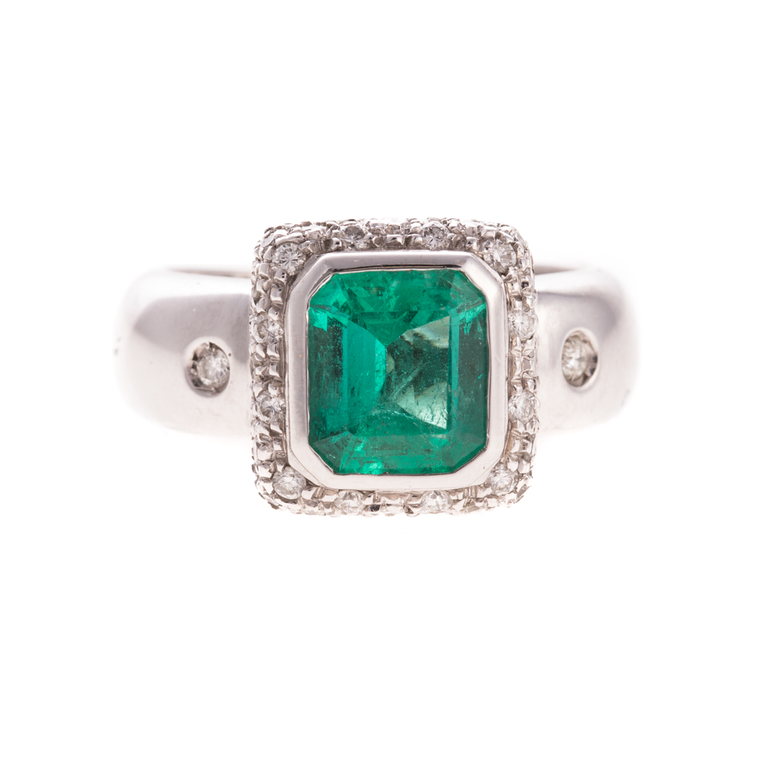 Appraisal: A Lady's Stunning Emerald Diamond Ring in K K white