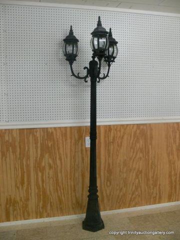 Appraisal: Three Light Outdoor Decorative Street Lamp Metal foot tall Three