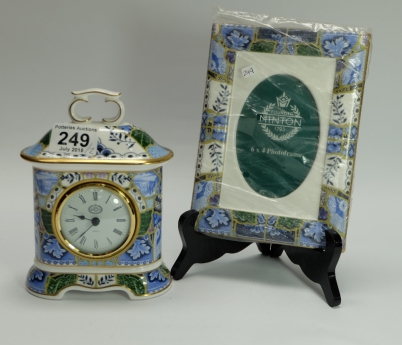 Appraisal: Minton mantle clock and picture Frame in the Blue mosaic