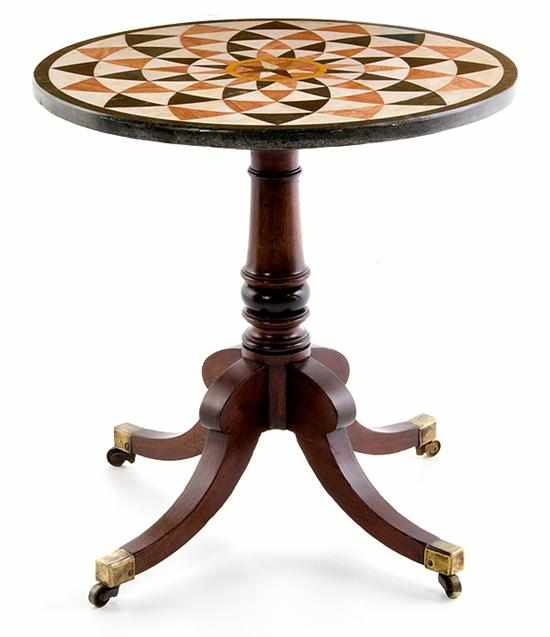 Appraisal: Regency mahogany table with specimen top th century circular revolving