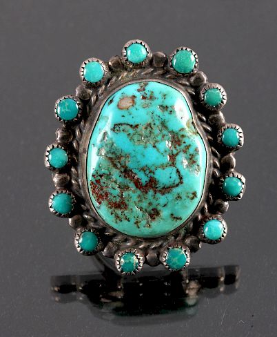 Appraisal: Navajo Sterling Silver Turquoise Nugget Ring This is a Navajo