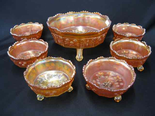 Appraisal: pc Carnival Glass Berry Set butterfly berry marigold footed ''