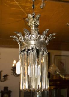 Appraisal: Bronze and Crystal Hall Light H