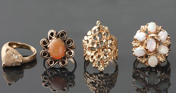 Appraisal: A collection of gemstone diamond and gold jewelry including rings