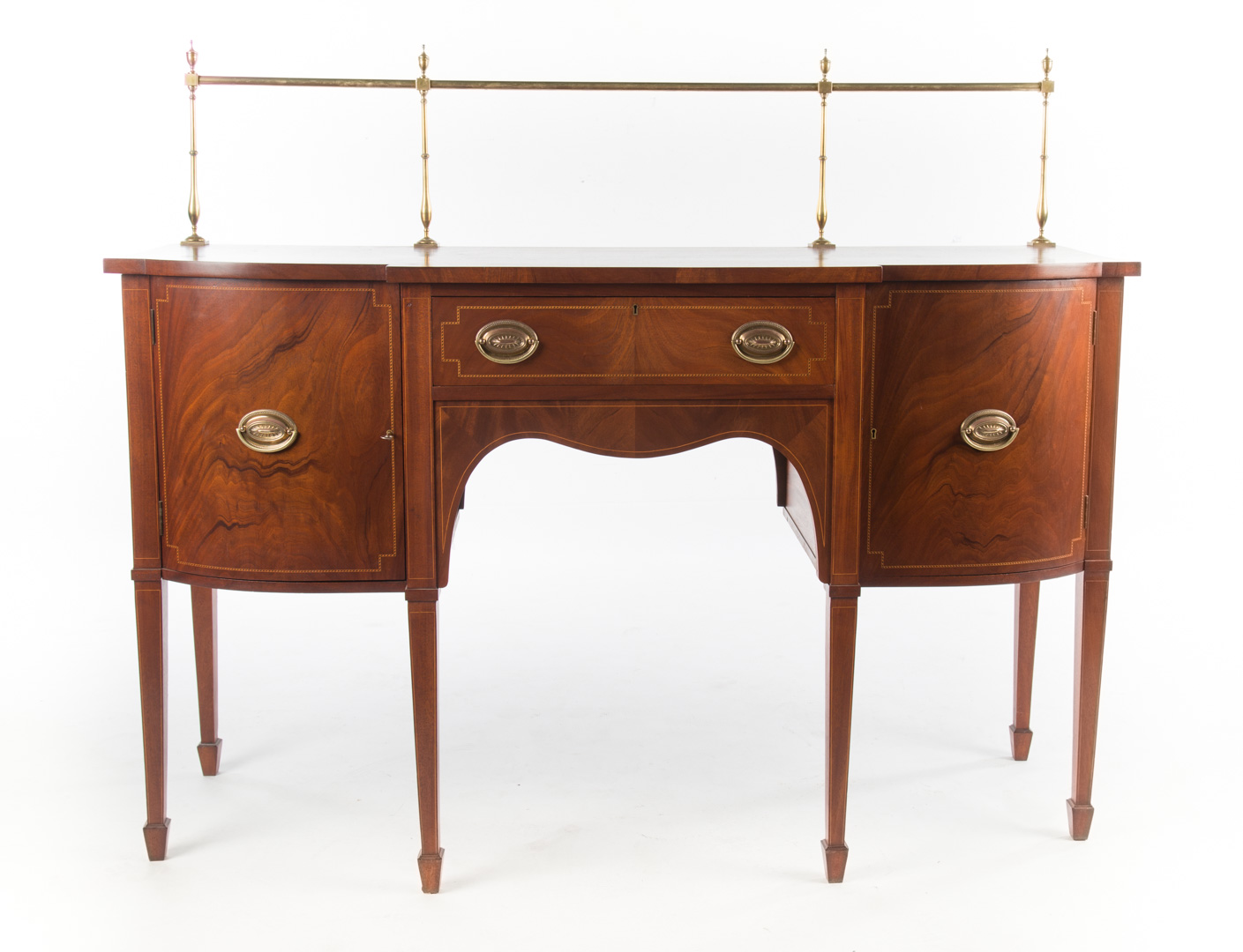 Appraisal: George III inlaid mahogany sideboard th century shaped front one