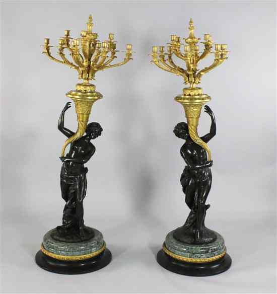 Appraisal: After Clodion a pair of bronze and ormolu twelve light