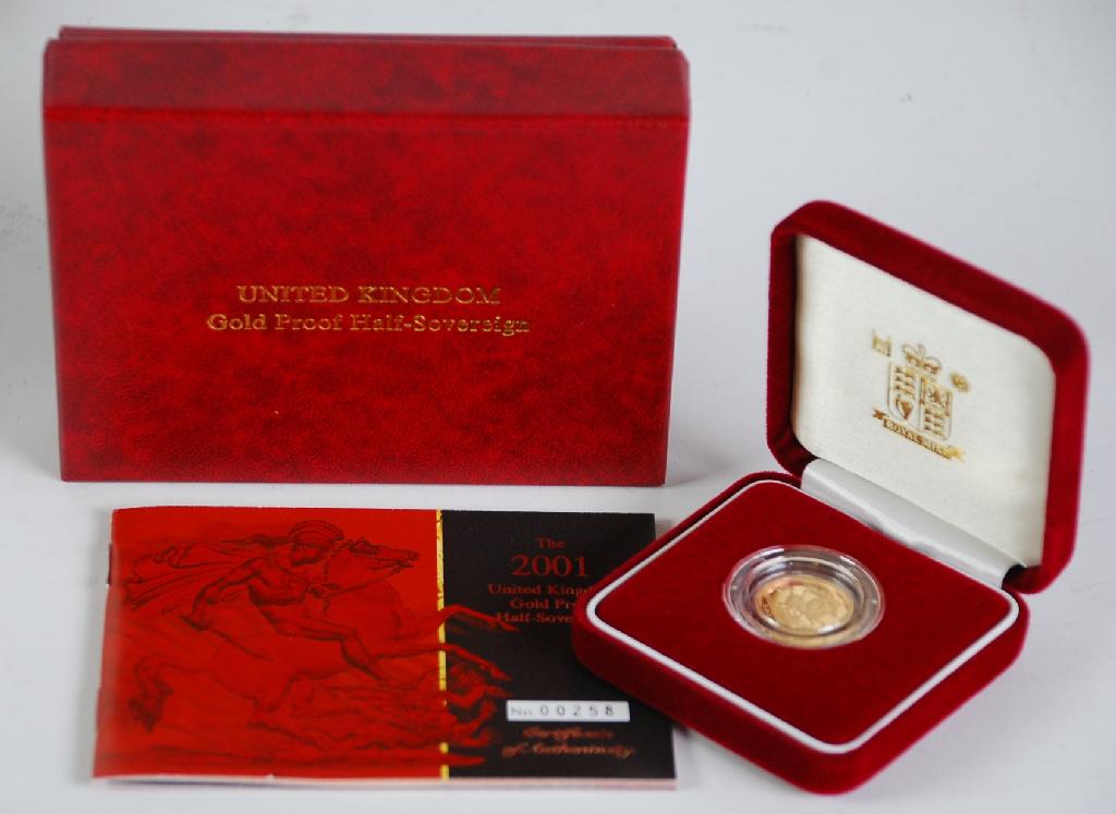 Appraisal: ELIZABETH II GOLD PROOF HALF SOVEREIGN No of in case