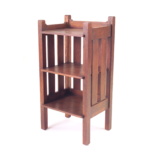 Appraisal: STICKLEY BROTHERS Magazine stand with slatted back and sides and