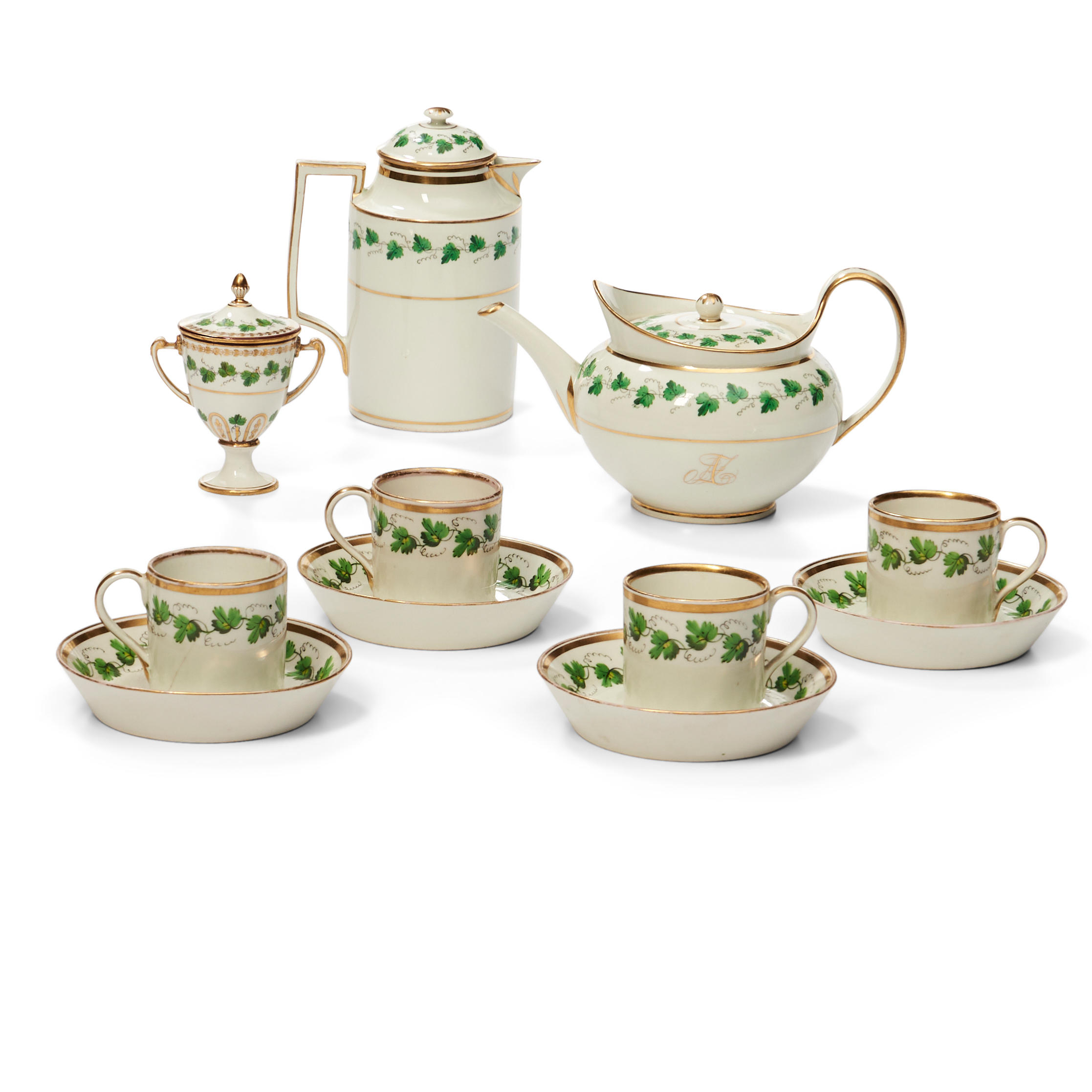 Appraisal: AUSTRIAN PORCELAIN SEVEN PIECE TEA SET a teapot a coffee