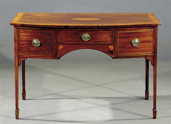 Appraisal: George III inlaid mahogany bow front brandy board early th