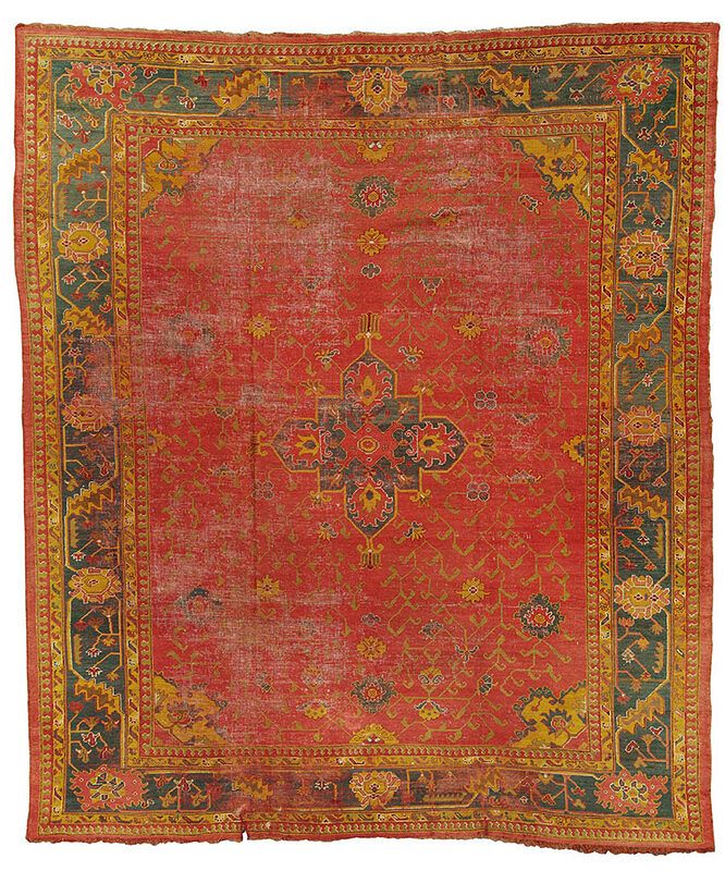 Appraisal: Oushak Carpet Anatolian early th century red field with yellow