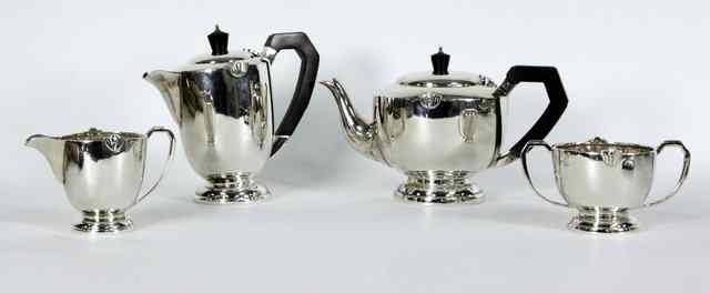 Appraisal: A four-piece silver tea service GB Co Birmingham of circular