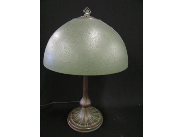 Appraisal: Handel Art Glass Lamp green shade with chipped ice design