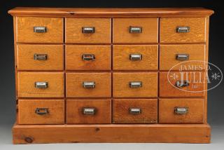 Appraisal: -DRAWER PINE AND OAK APOTHECARY CABINET The pine case fitted