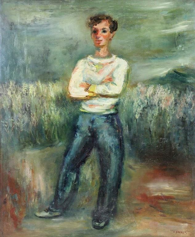 Appraisal: ZUCKER Jacques Oil on Canvas Young Man in the Field