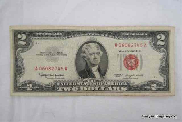 Appraisal: US Red Seal Two Dollar BillIn very good collectible condition