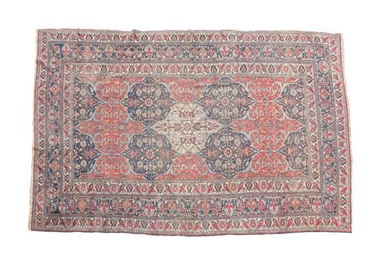 Appraisal: ORIENTAL RUG Room size Meshed Wide abrash blue border and