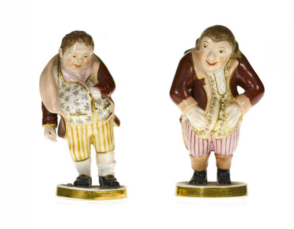 Appraisal: A PAIR OF SAMPSON HANCOCK DERBY FIGURES OF THE LAUGHING