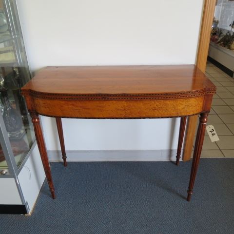 Appraisal: Period Game Table cherry with birdseye maple banded style inlay