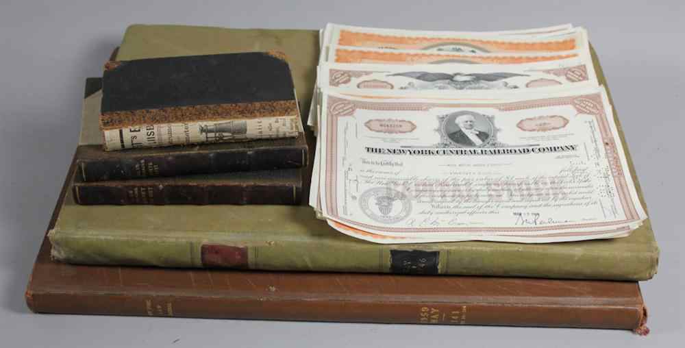 Appraisal: EIGHTY-THREE SHARE CERTIFICATES INCLUDING NY CENTRAL RAILROAD COMPANY CERTIFICATES Pan