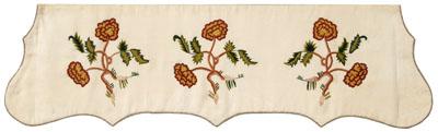 Appraisal: th century embroidery complete set embroidered bed accessories skirt valances