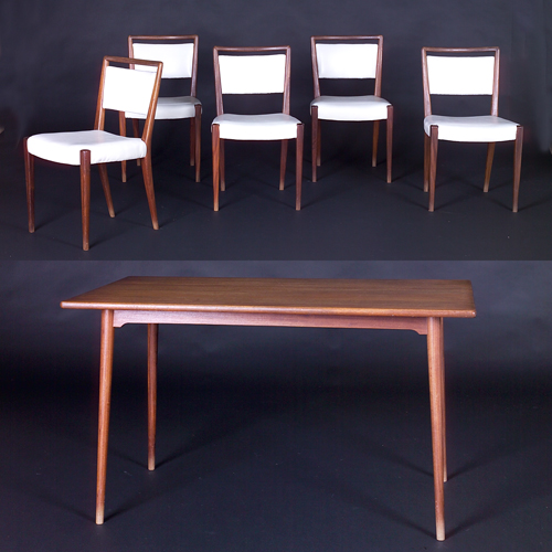 Appraisal: Scandinavian Attr teak rectangular-top dining table and five side chairs