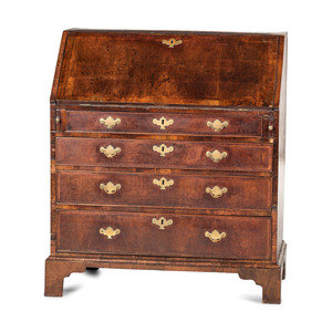 Appraisal: A George III Walnut Slant-Front Desk Circa Height x width