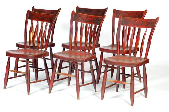 Appraisal: SET OF SIX DECORATED PENNSYLVANIA SIDE CHAIRS Attributed to Lancaster