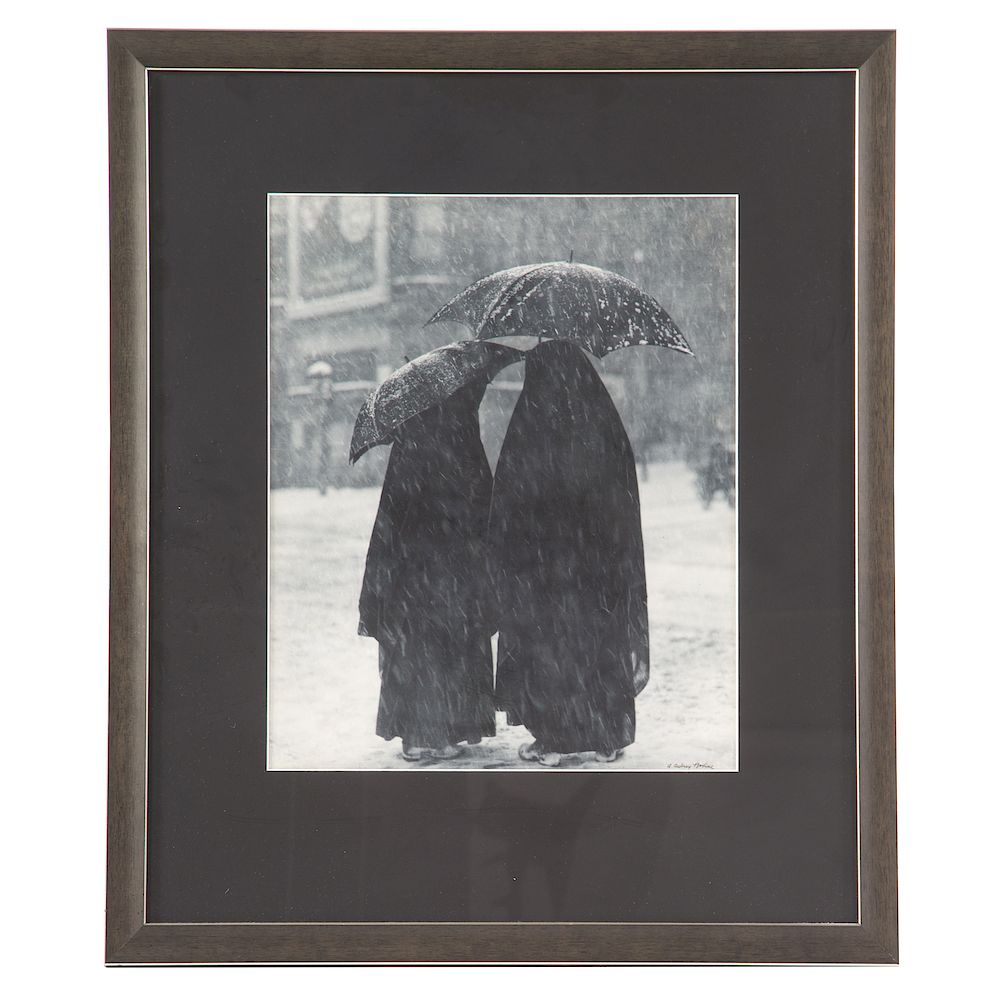 Appraisal: A Aubrey Bodine Nuns in a Snowstorm American - Gelatin