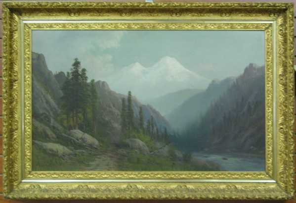 Appraisal: FREDERICK SCHAFER California - Oil on canvas Mt Rainier in