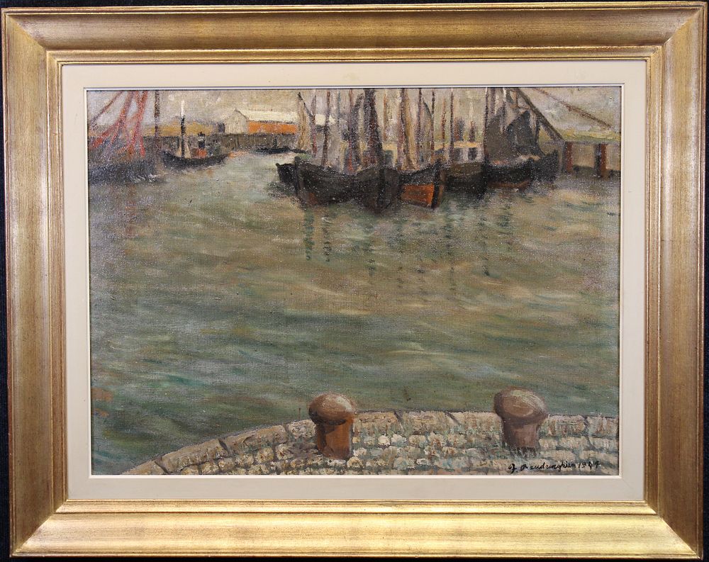 Appraisal: Joseph Baudrenghien - Joseph Baudrenghien - Harbor Scene Signed and