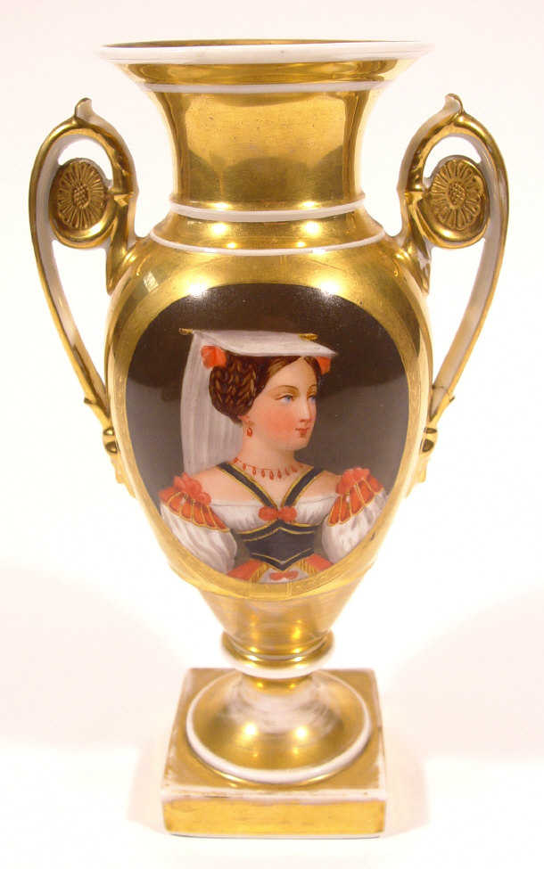 Appraisal: Continental porcelain two handled vase painted with a portrait of