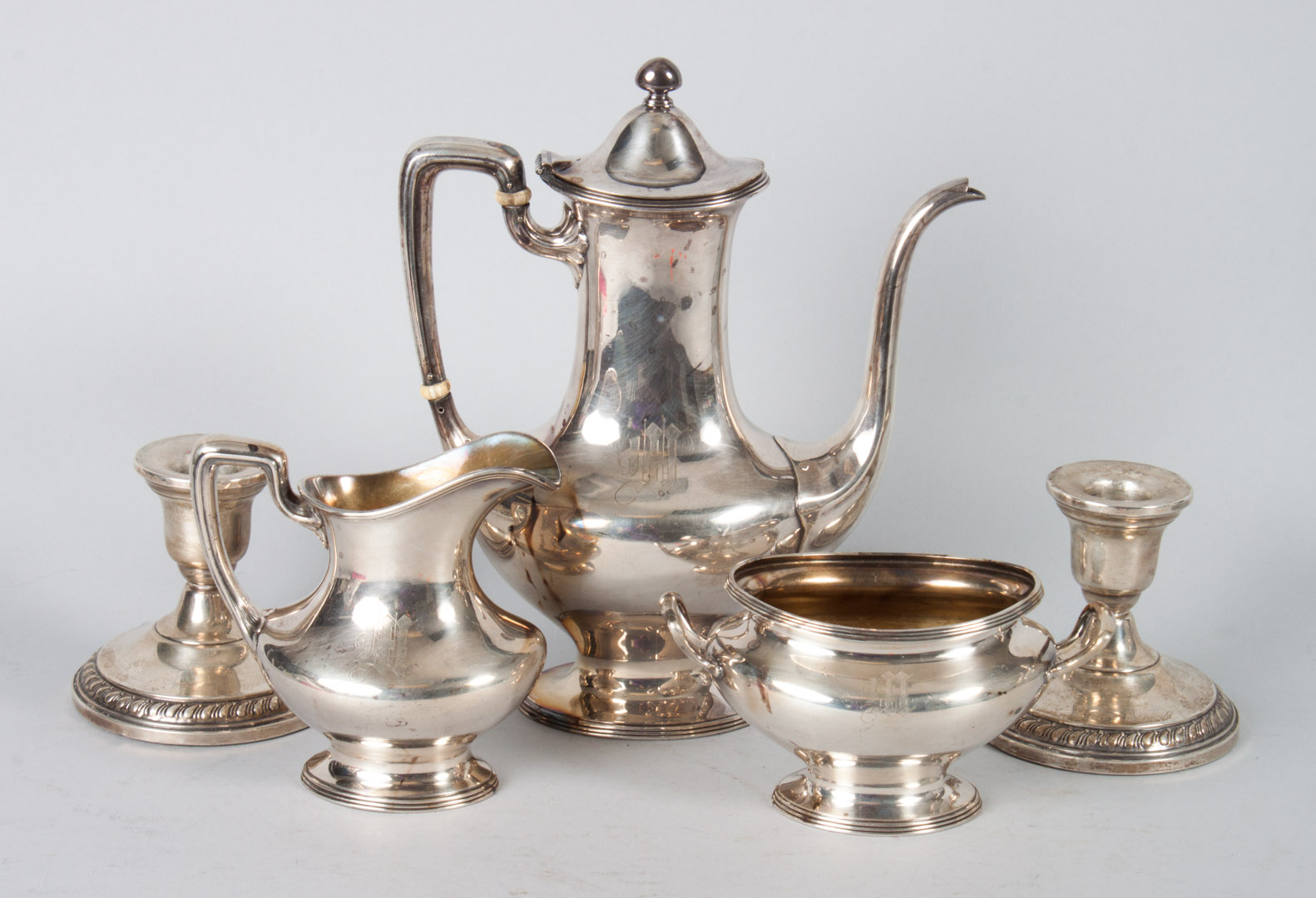 Appraisal: Gorham silver-plated -piece demitasse set dated including coffee pot in