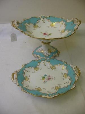 Appraisal: A RIDGWAY DESSERT SERVICE for twelve settings including two pedestal