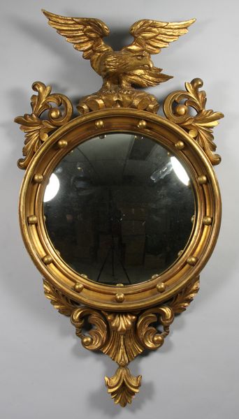 Appraisal: Late th Century Federal carved eagle convex mirror h x