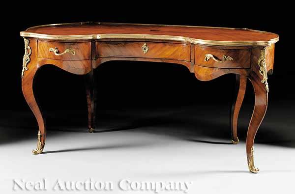 Appraisal: An Antique Louis XV-Style Kingwood and Bronze-Mounted Bureau Rongon th