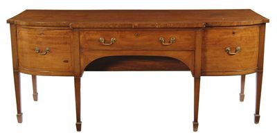 Appraisal: A George III mahogany barrel front sideboard inlaid stringing the