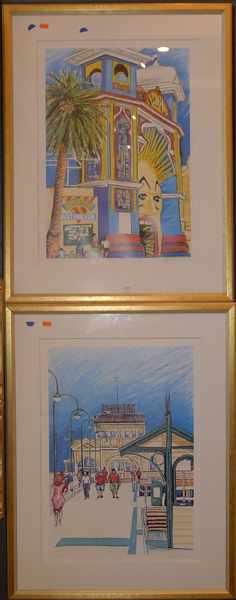 Appraisal: PAIR OF GARRY NEWMAN PRINTS 'LUNA PARK' AND 'ON ST