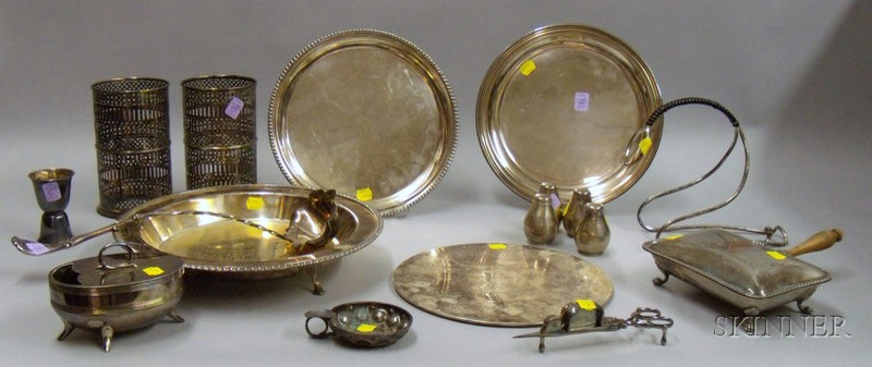 Appraisal: Group of Silver Plated Serving Items including a pair of