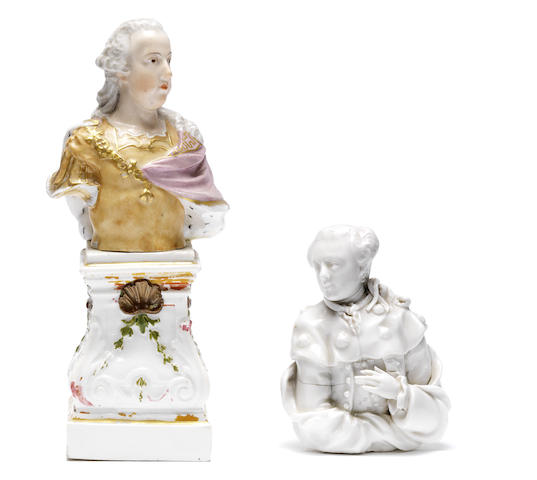 Appraisal: Two German porcelain busts mid th century The first possibly