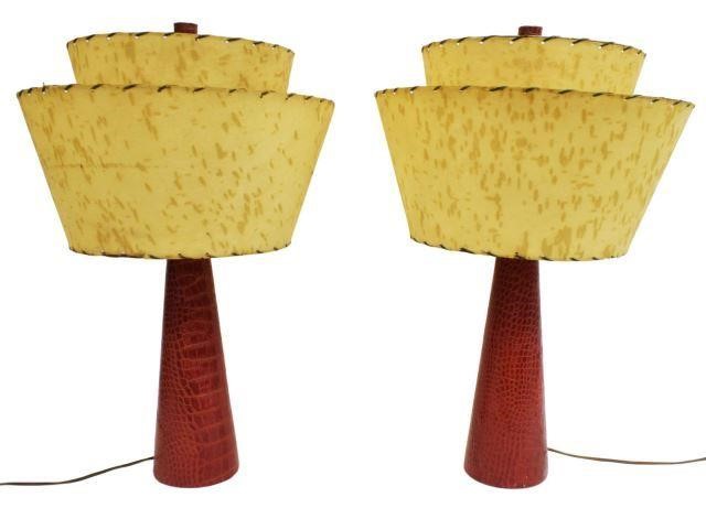 Appraisal: lot of Mid-century modern table lamps c s two-tiered fiberglass