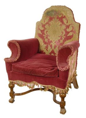 Appraisal: A William and Mary style armchair on turned and carved