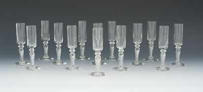 Appraisal: Fourteen Airtwist Cordial Glasses Slender aperitif glasses apprx - H