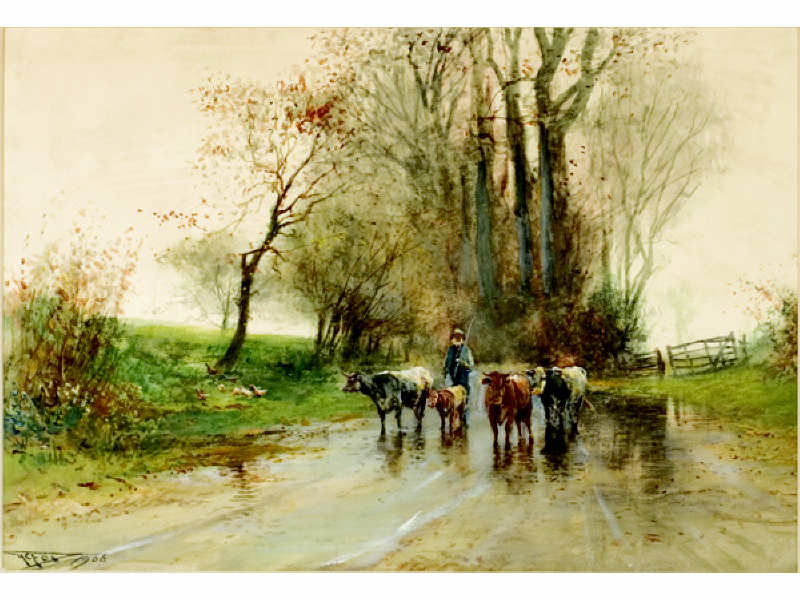 Appraisal: HENRY CHARLES FOX ENGLISH - Rural path with figure leading