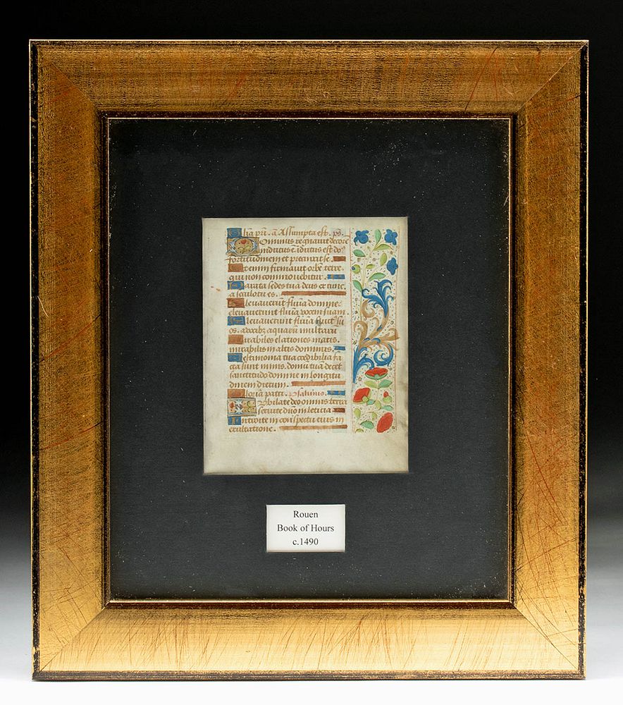 Appraisal: th C French Vellum Illuminated Book of Hours Page Europe