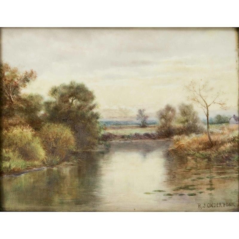 Appraisal: Robert Onderdonk Landscape on Porcelain Framed landscape on porcelain by