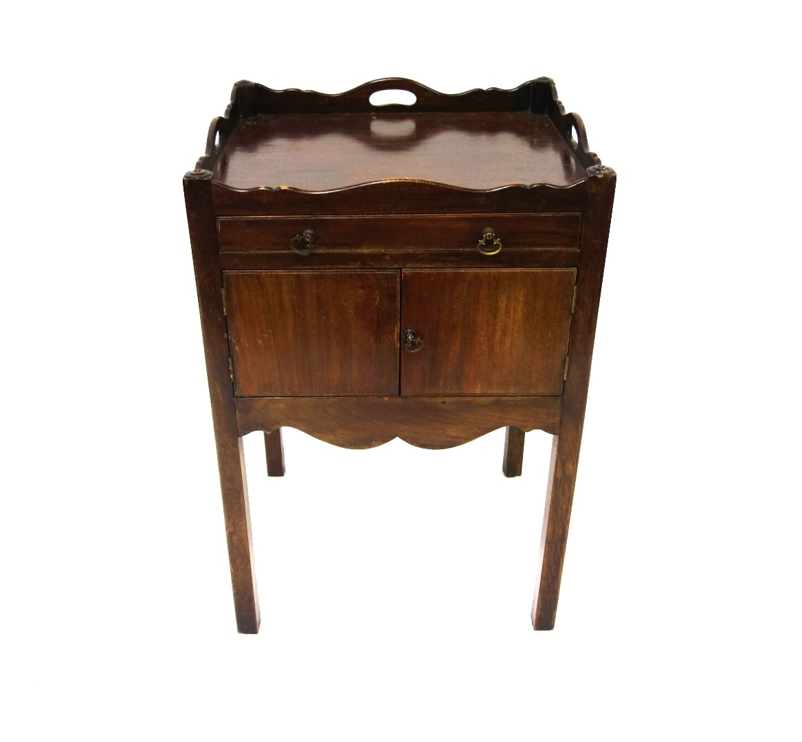 Appraisal: A George III style mahogany tray top night stand circa