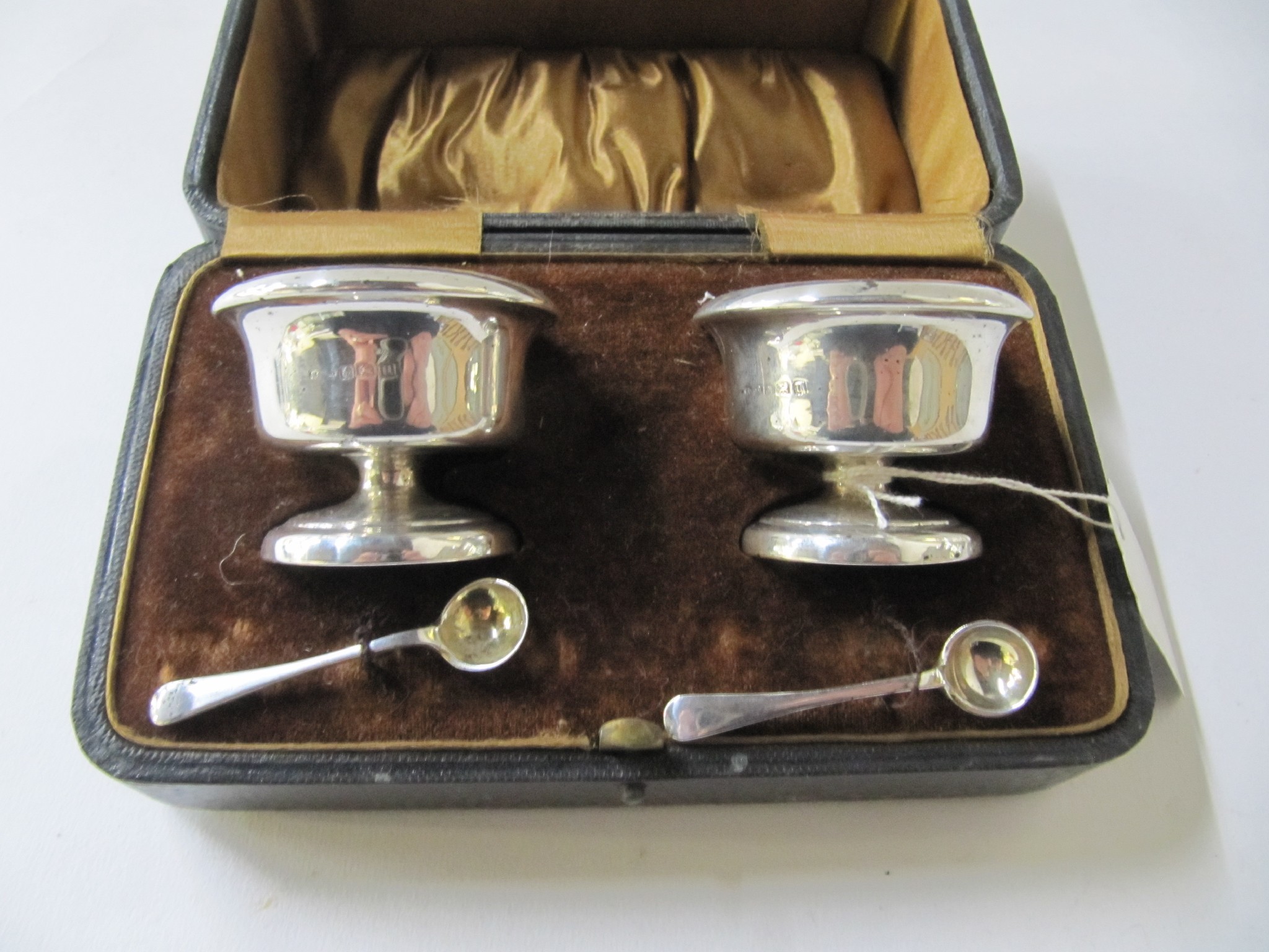 Appraisal: A cased pair of silver salts Birmingham