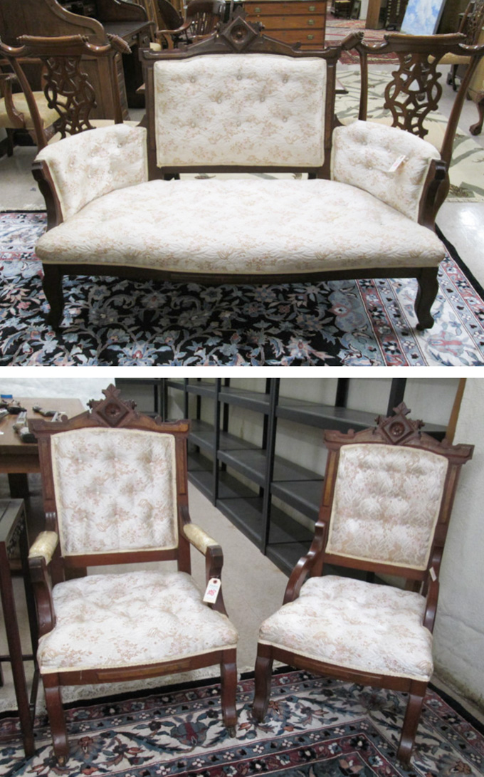 Appraisal: SEVEN-PIECE VICTORIAN SEATING FURNITURE SET American c the set comprising